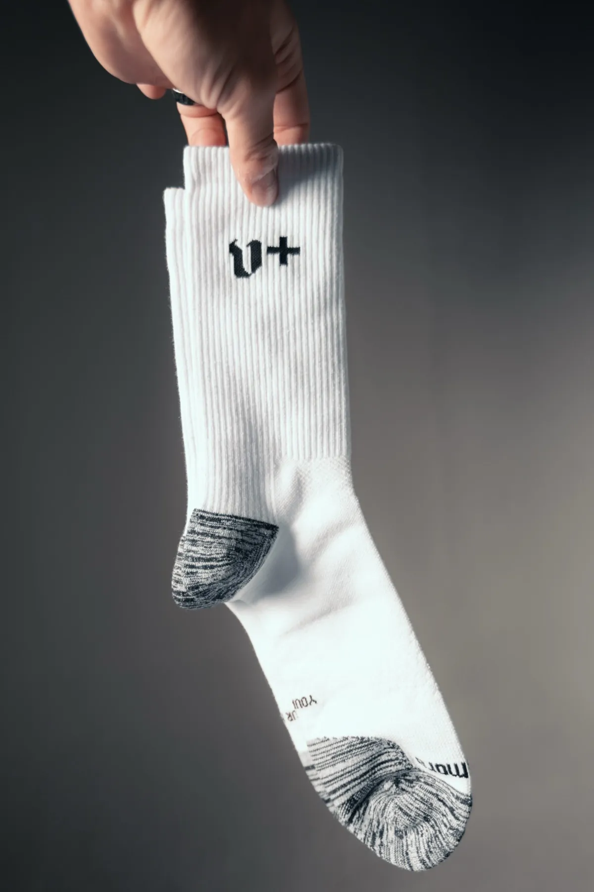 Classic Crew single sock held in hand, true color